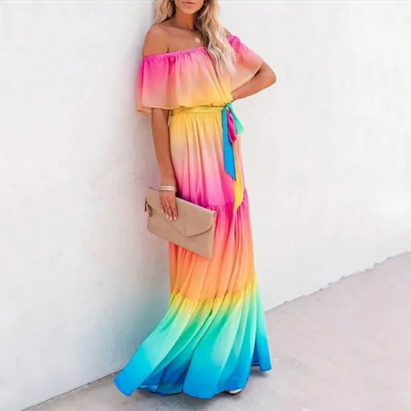 Rainbow Maxi Summer Dress - Picture 3 of 3